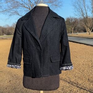Talbots Navy Blazer with Patterned Cuffs